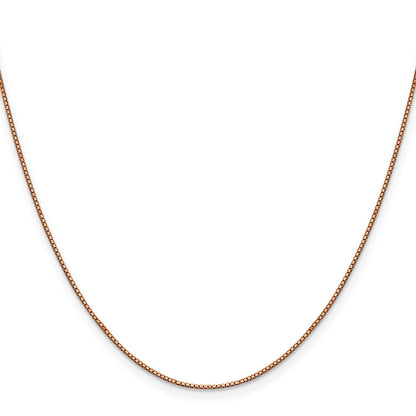 14K Rose Gold 24 inch .9mm Box Link with Lobster Clasp Chain