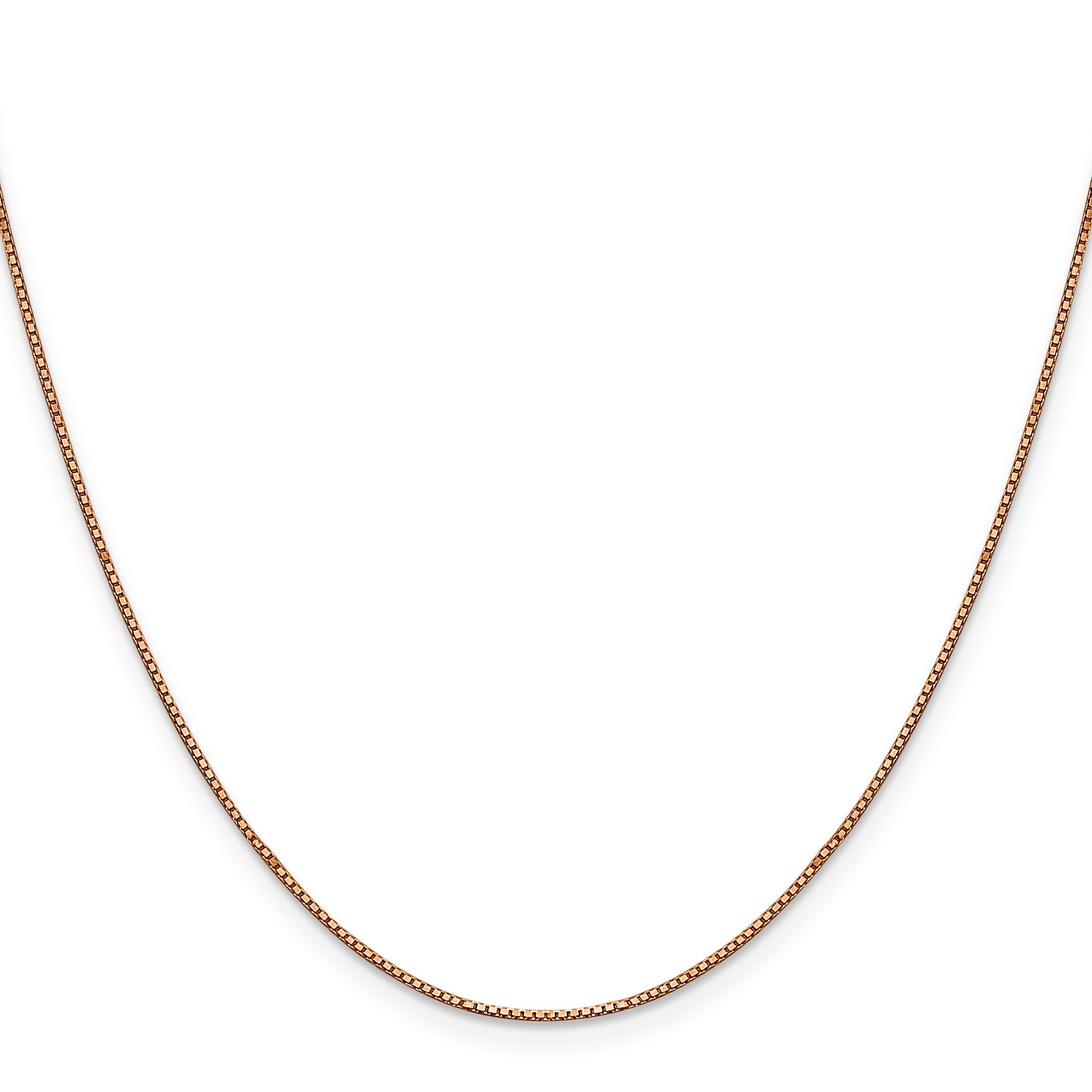 14K Rose Gold 18 inch .9mm Box Link with Lobster Clasp Chain