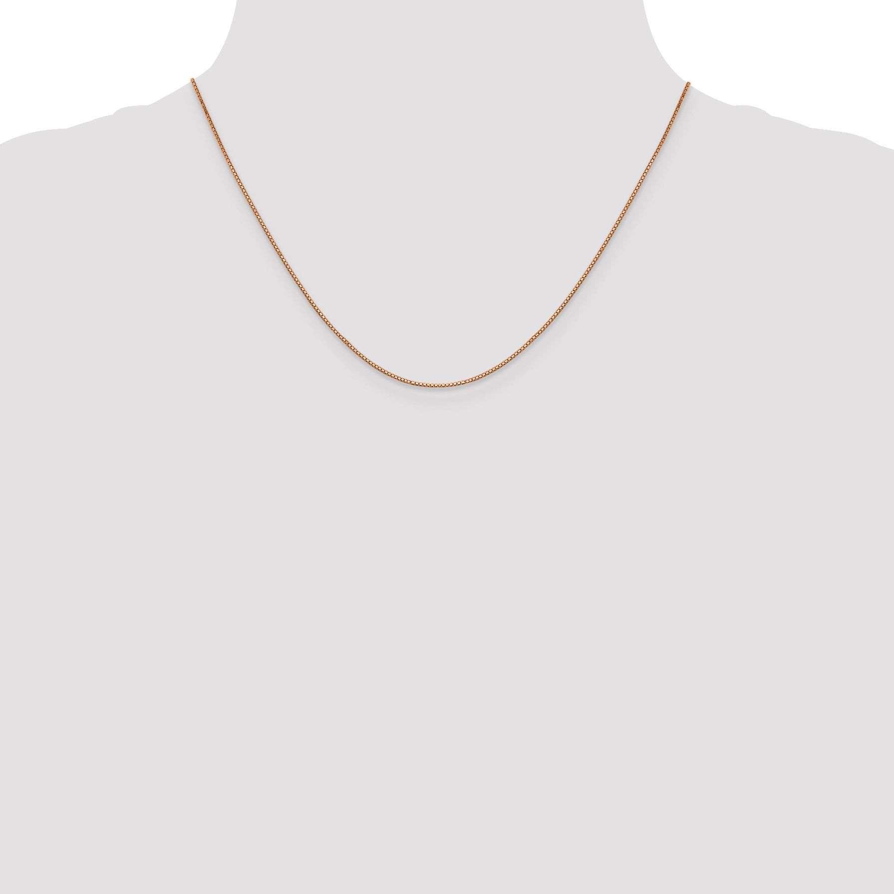 14K Rose Gold 18 inch .9mm Box Link with Lobster Clasp Chain