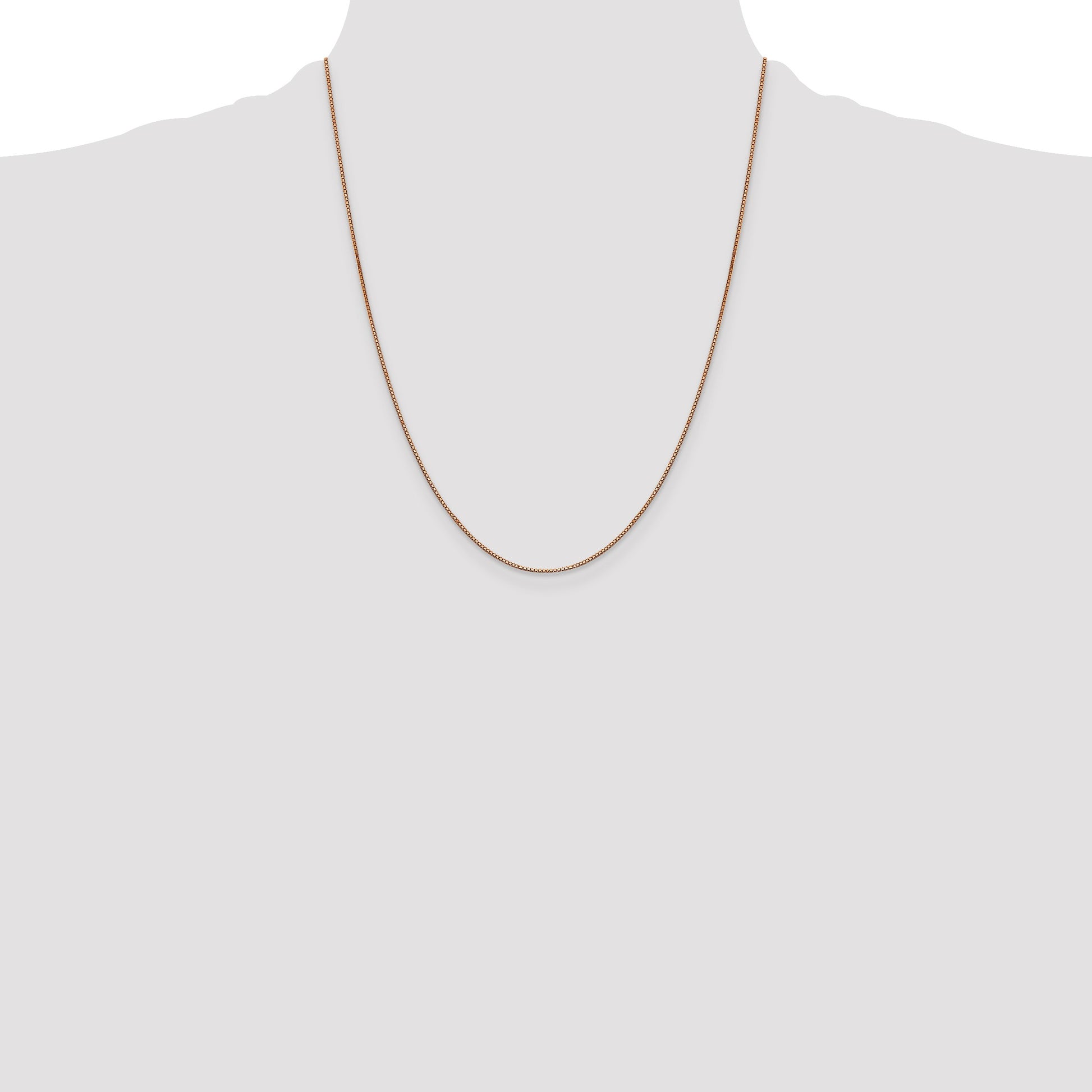 14K Rose Gold 22 inch .9mm Box Link with Lobster Clasp Chain