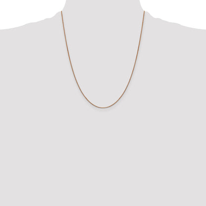 14K Rose Gold 22 inch .9mm Box Link with Lobster Clasp Chain
