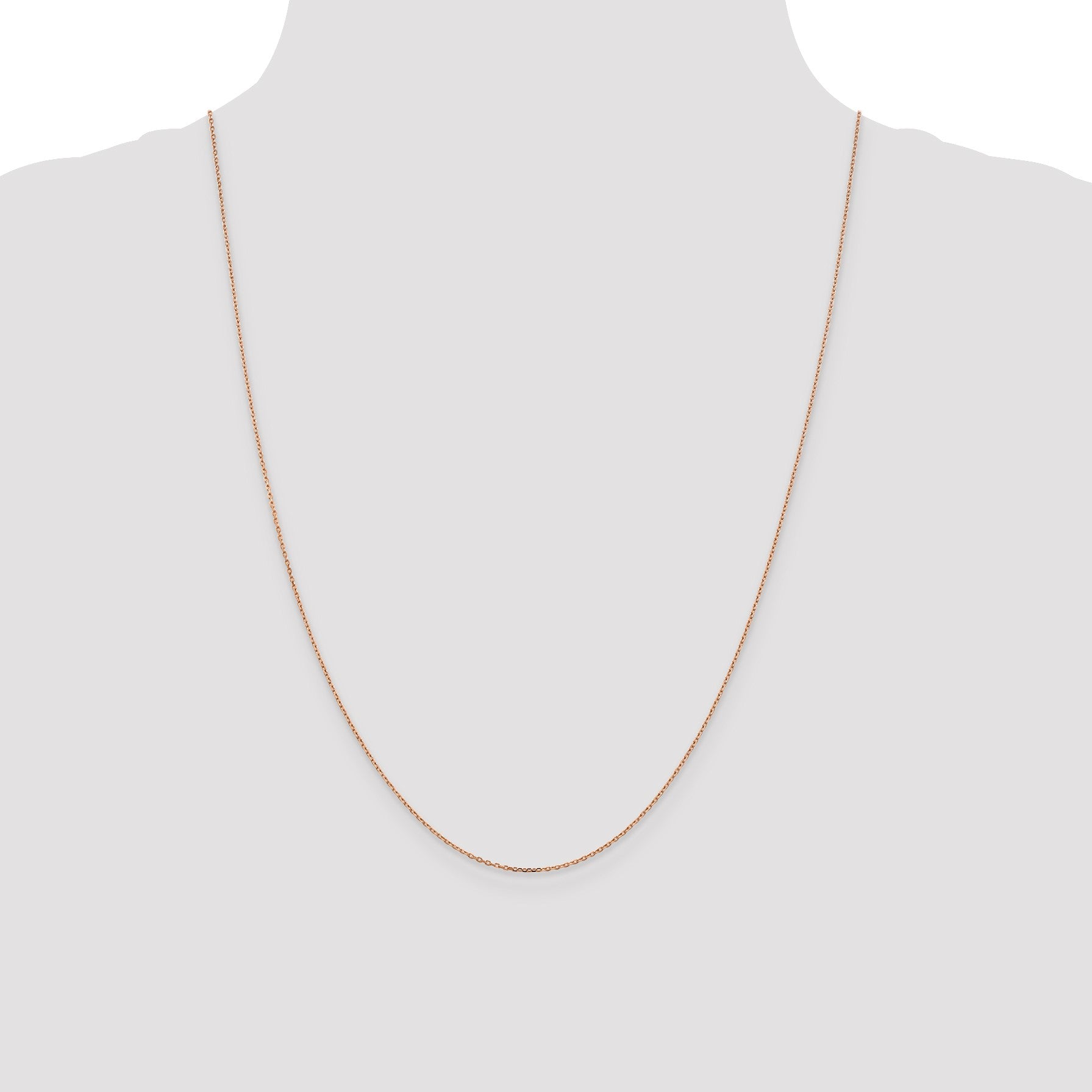 14K Rose Gold 24 inch 1.10mm Diamond-cut Cable with Lobster Clasp Chain