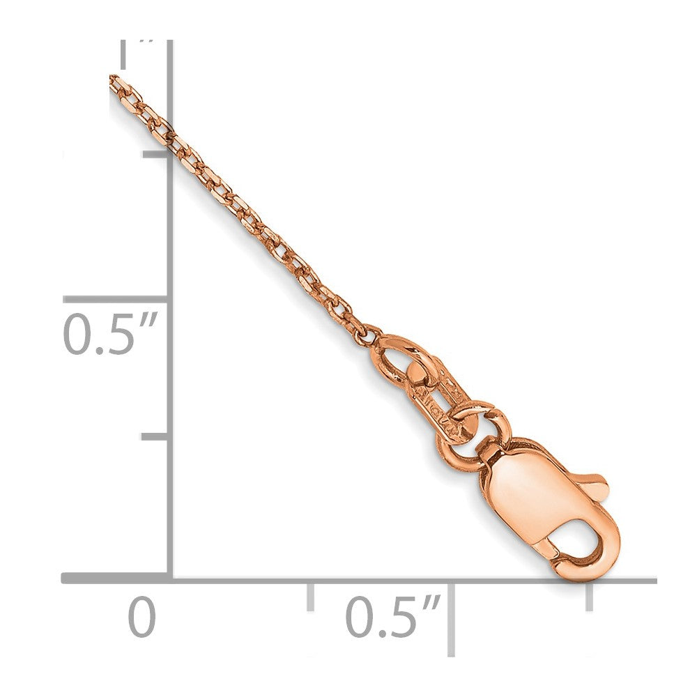 14K Rose Gold 10 inch 1.10mm Diamond-cut Cable with Lobster Clasp Chain