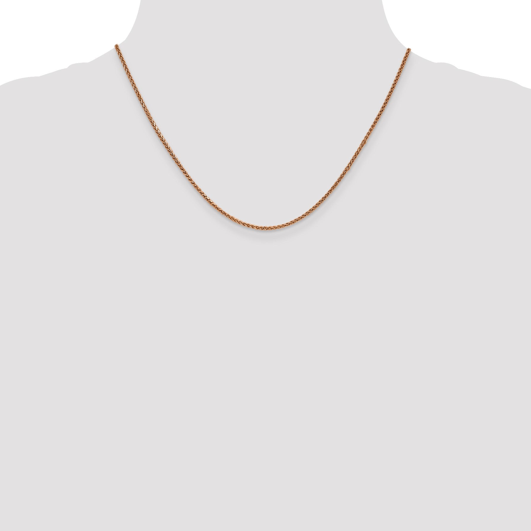 14K Rose Gold 18 inch 1.7mm Diamond-cut Spiga with Lobster Clasp Chain