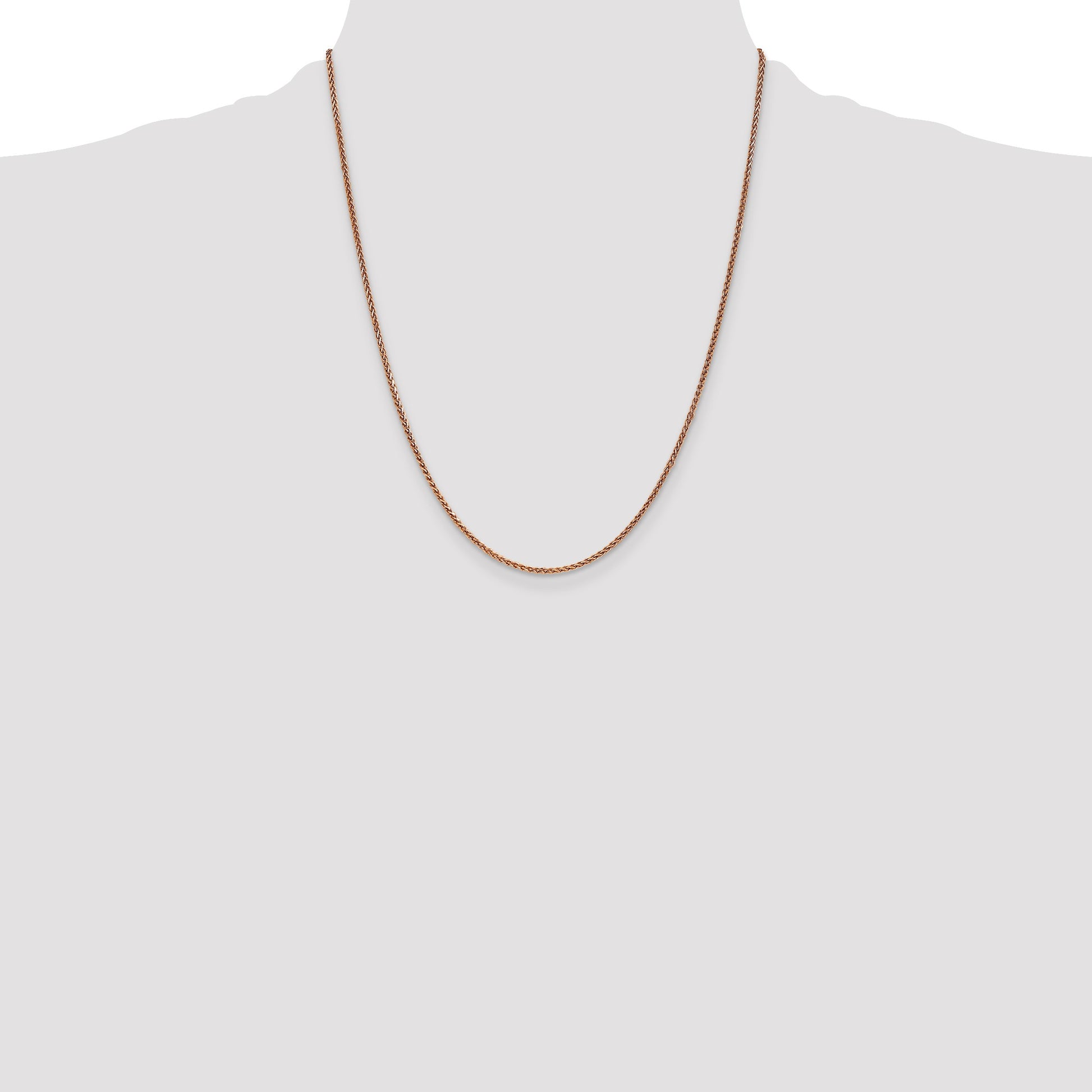 14K Rose Gold 22 inch 1.7mm Diamond-cut Spiga with Lobster Clasp Chain