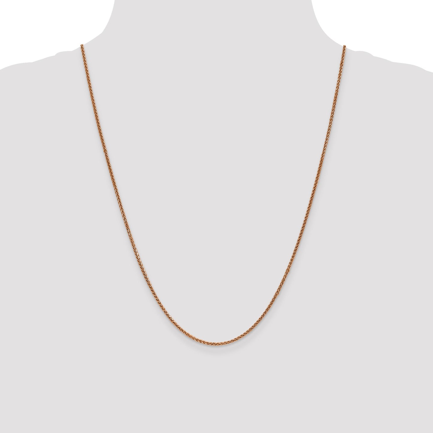 14K Rose Gold 24 inch 1.7mm Diamond-cut Spiga with Lobster Clasp Chain