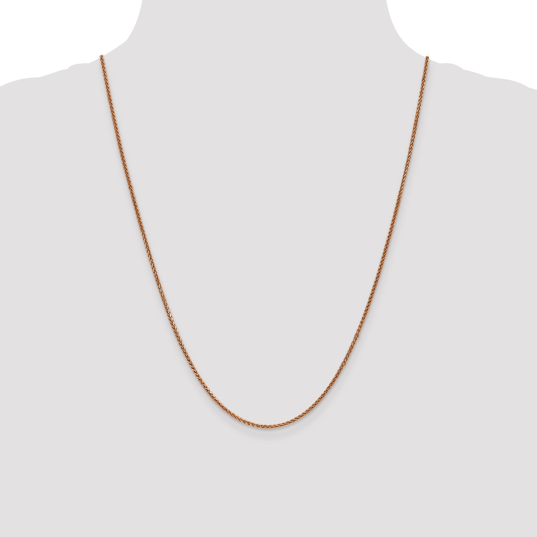 14K Rose Gold 24 inch 1.7mm Diamond-cut Spiga with Lobster Clasp Chain