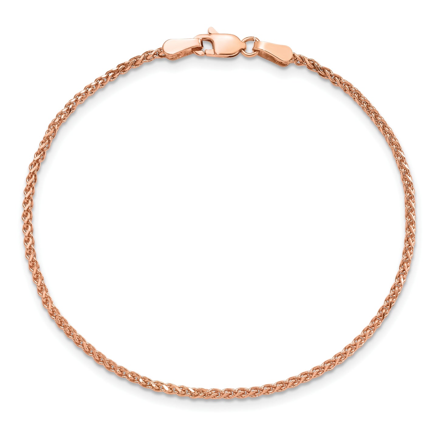 14K Rose Gold 7 inch 1.7mm Diamond-cut Spiga with Lobster Clasp Bracelet