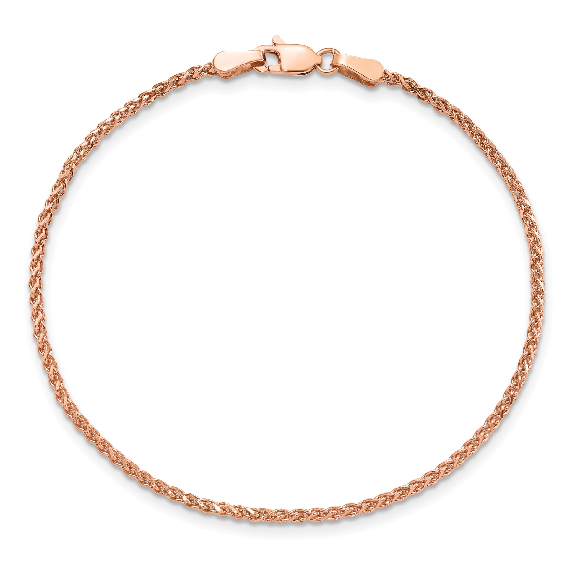 14K Rose Gold 7 inch 1.7mm Diamond-cut Spiga with Lobster Clasp Bracelet