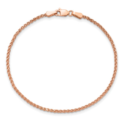 14K Rose Gold 7 inch 1.7mm Diamond-cut Spiga with Lobster Clasp Bracelet