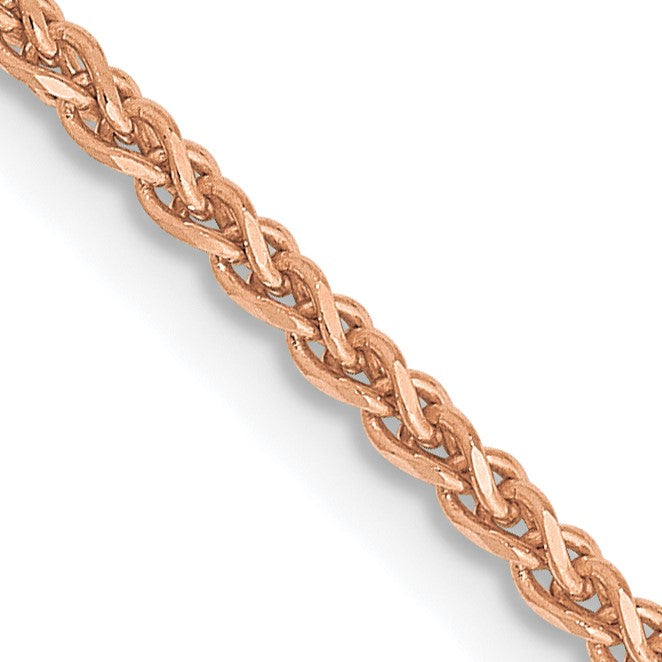 14K Rose Gold 20 inch 1.7mm Diamond-cut Spiga with Lobster Clasp Chain