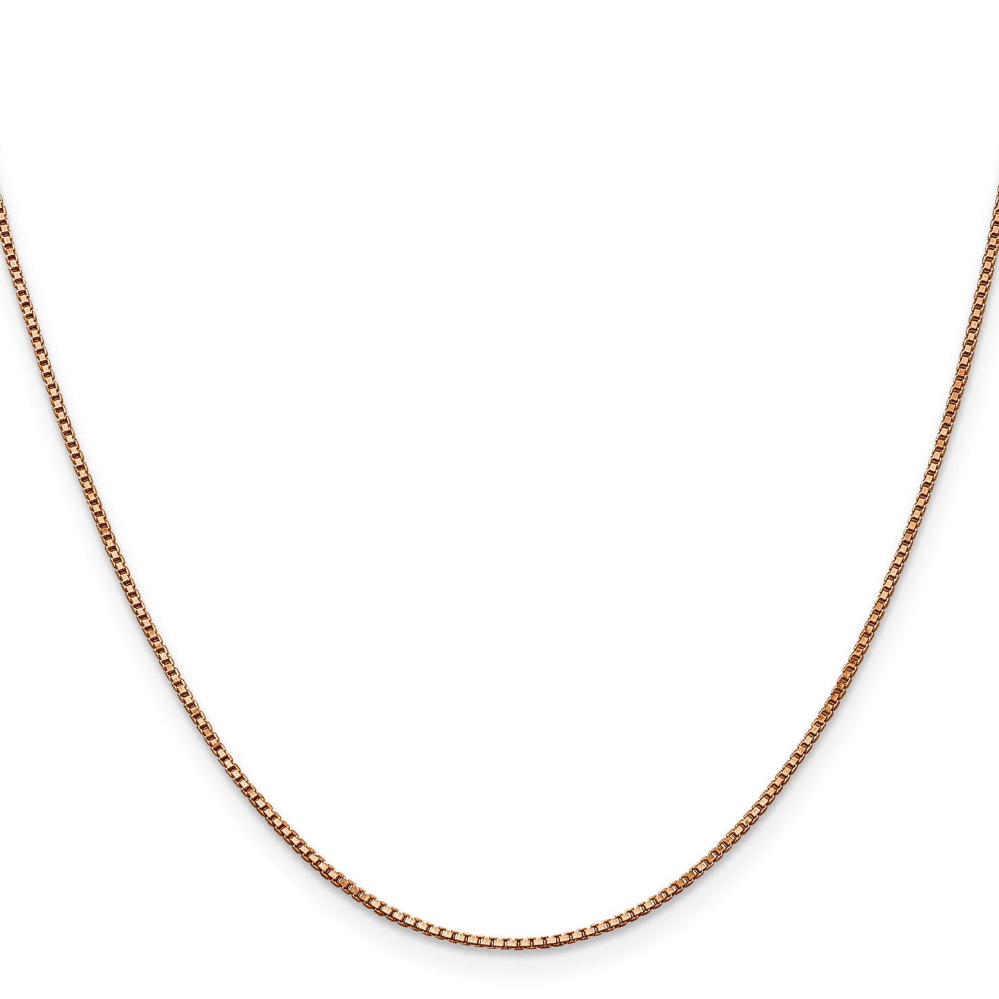 14K Rose Gold 22 inch 1mm Box Link with Lobster Clasp Chain