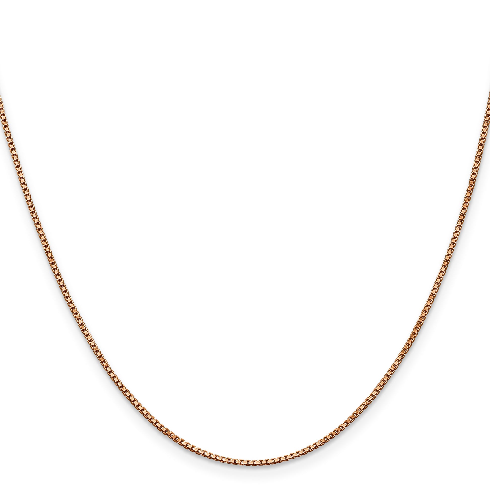 14K Rose Gold 22 inch 1mm Box Link with Lobster Clasp Chain