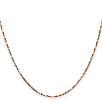14K Rose Gold 30 inch 1mm Box Link with Lobster Clasp Chain