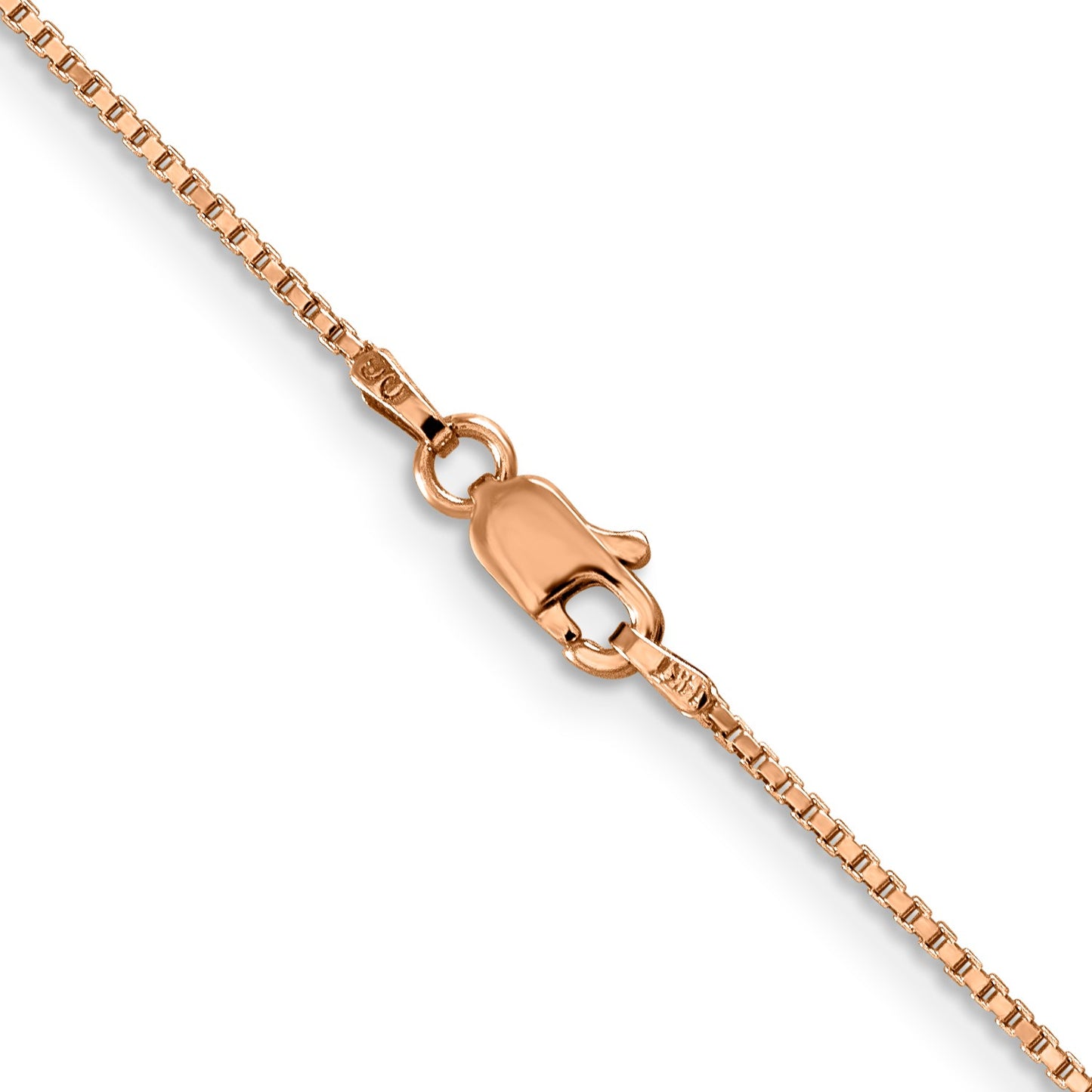 14K Rose Gold 22 inch 1mm Box Link with Lobster Clasp Chain