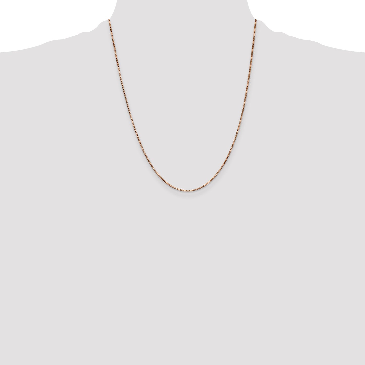 14K Rose Gold 22 inch 1mm Box Link with Lobster Clasp Chain