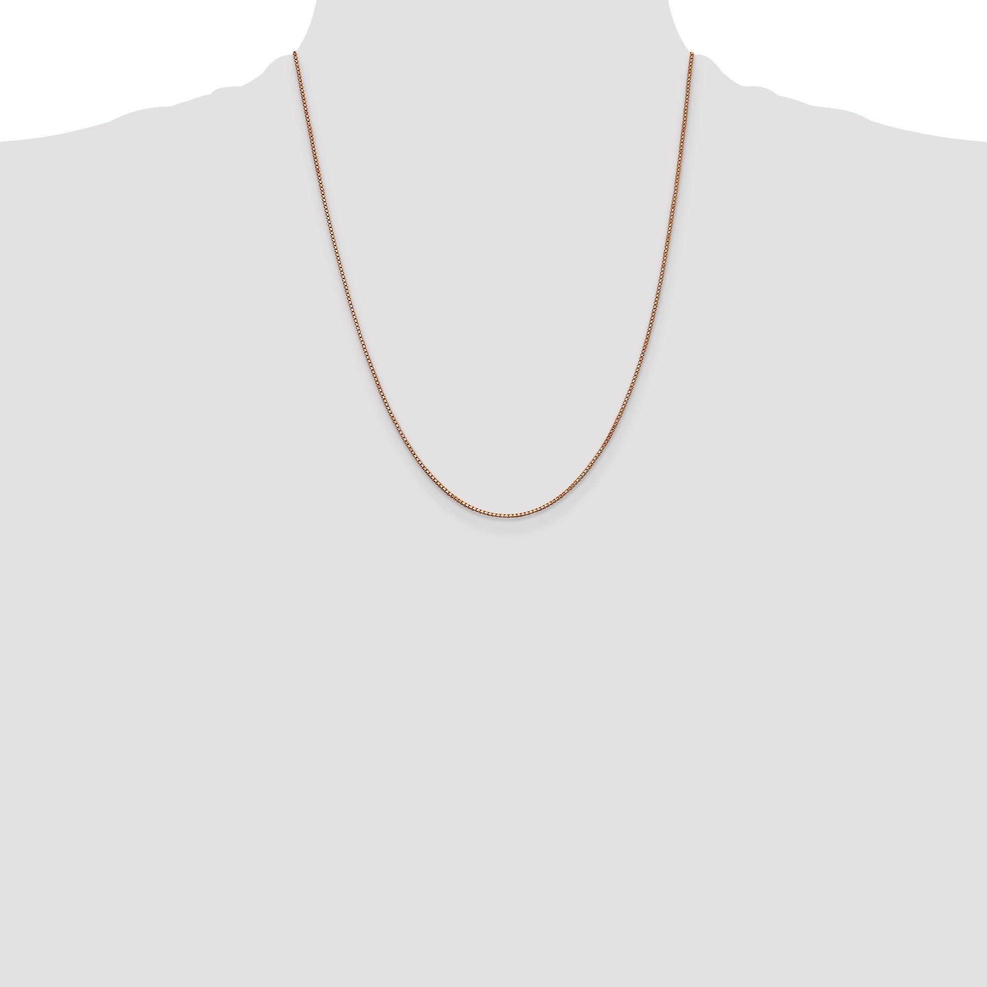14K Rose Gold 22 inch 1mm Box Link with Lobster Clasp Chain
