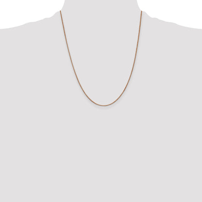 14K Rose Gold 22 inch 1mm Box Link with Lobster Clasp Chain