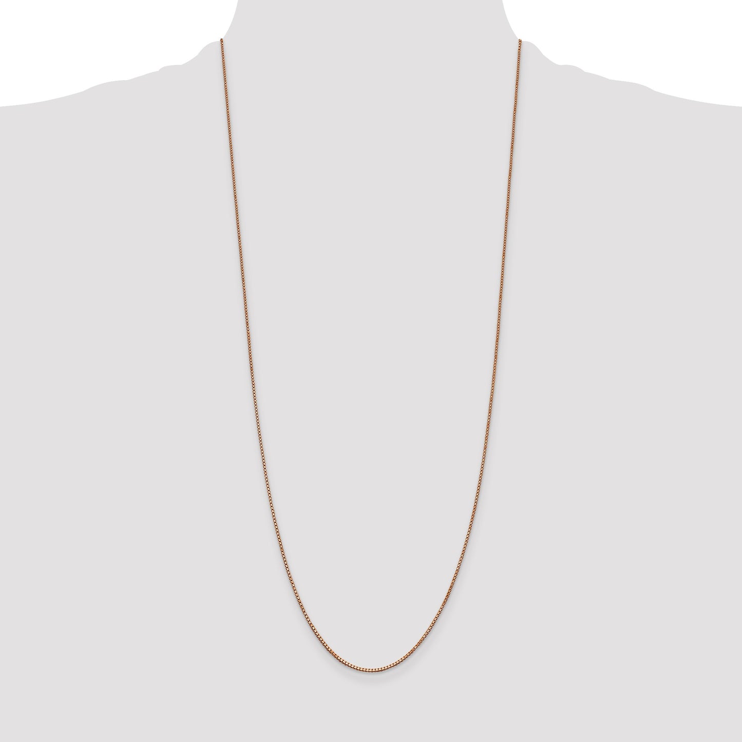 14K Rose Gold 30 inch 1mm Box Link with Lobster Clasp Chain