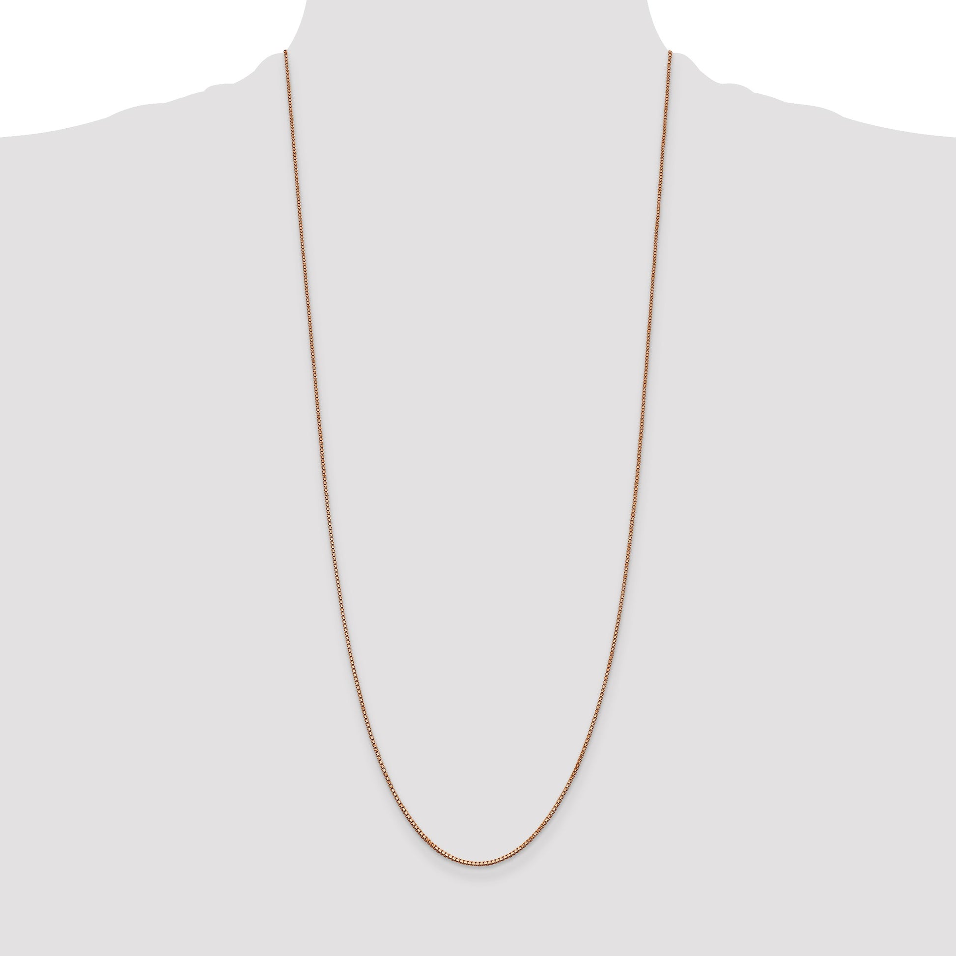 14K Rose Gold 30 inch 1mm Box Link with Lobster Clasp Chain