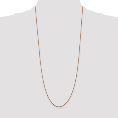 14K Rose Gold 30 inch 1mm Box Link with Lobster Clasp Chain