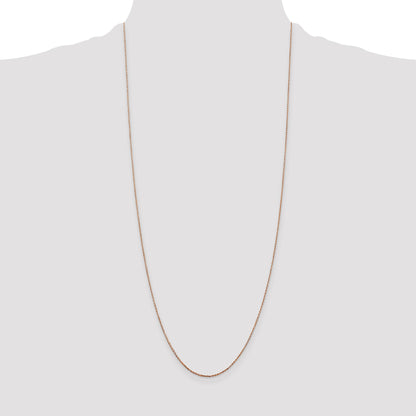 14K Rose Gold 30 inch .8mm Diamond-cut Cable with Lobster Clasp Chain