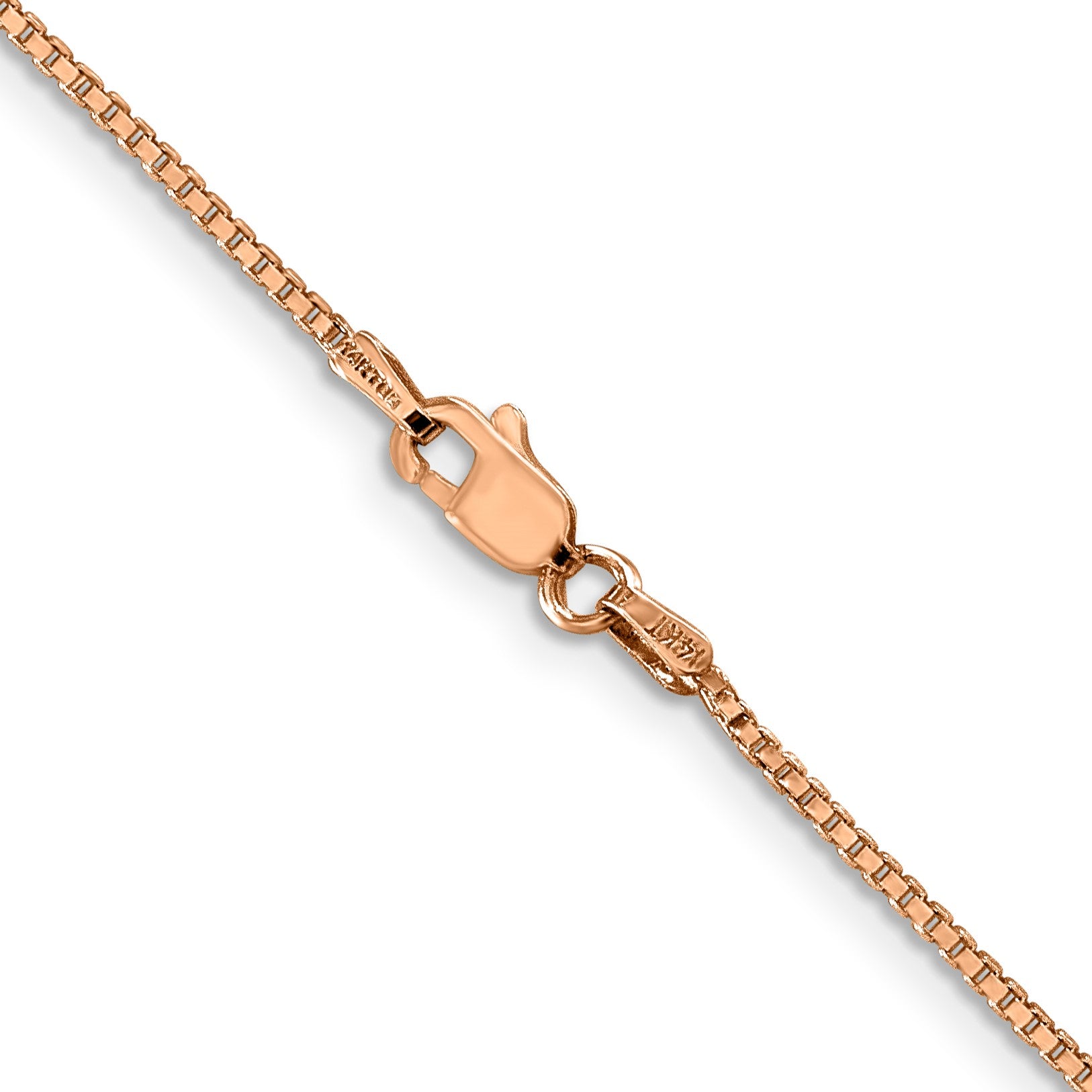 14K Rose Gold 22 inch 1.10mm Box Link with Lobster Clasp Chain