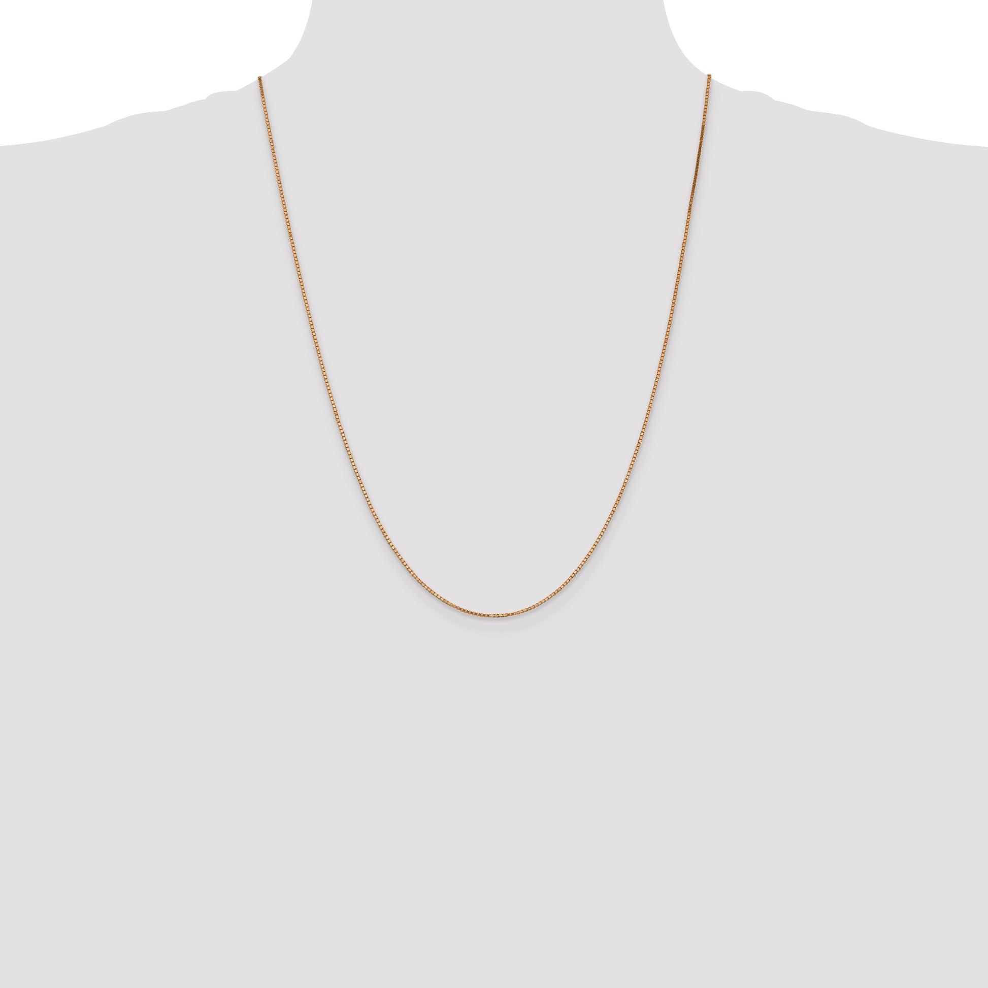 14K Rose Gold 24 inch 1.10mm Box Link with Lobster Clasp Chain