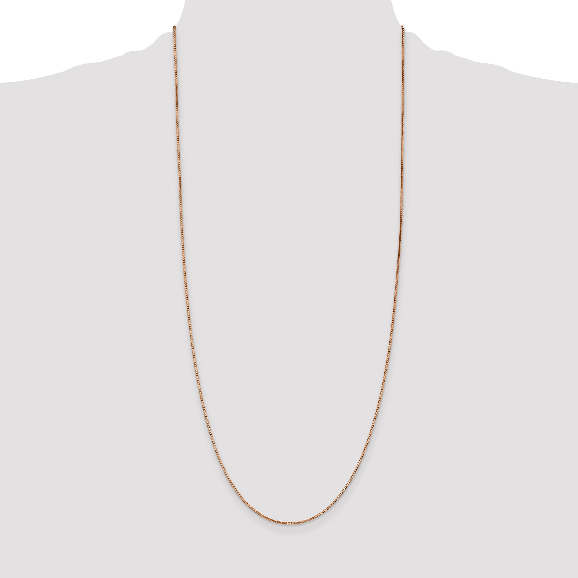 14K Rose Gold 30 inch 1.10mm Box Link with Lobster Clasp Chain
