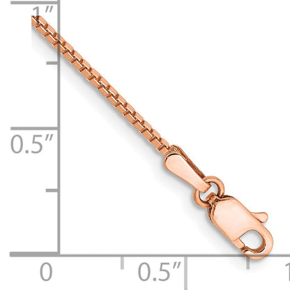 14K Rose Gold 8 inch 1.10mm Box Link with Lobster Clasp Bracelet