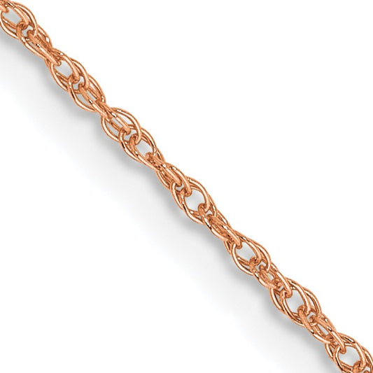 14K Rose Gold 16 inch .8mm Baby Rope with Spring Ring Clasp Chain