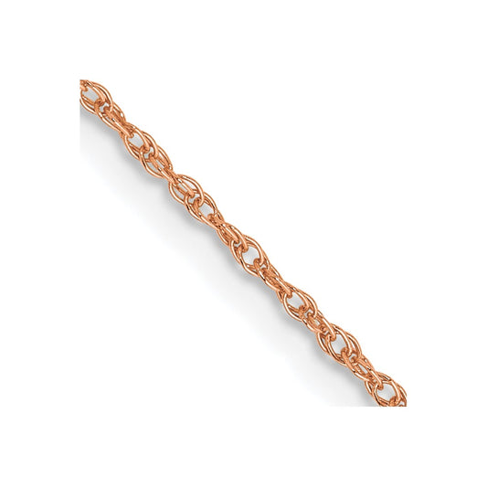 14K Rose Gold 16 inch .8mm Baby Rope with Spring Ring Clasp Chain