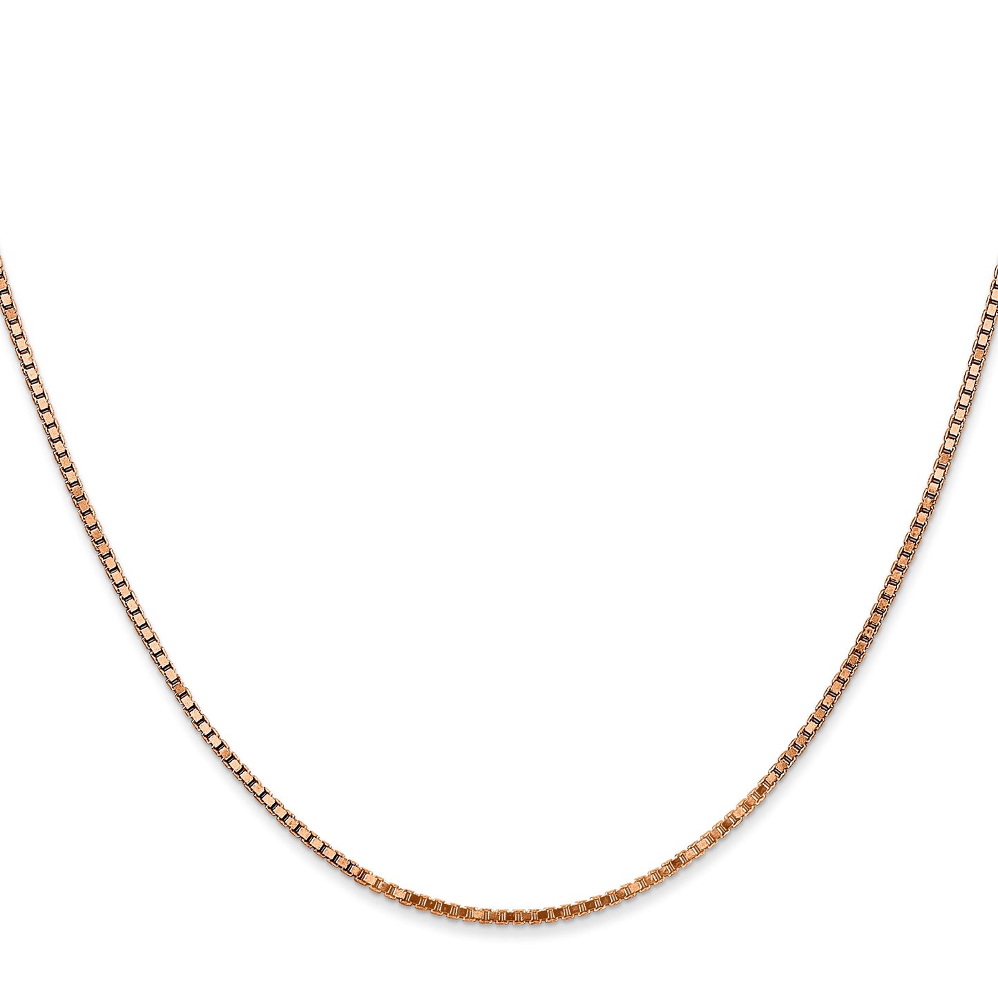 14K Rose Gold 16 inch 1.3mm Box Link with Lobster Clasp Chain