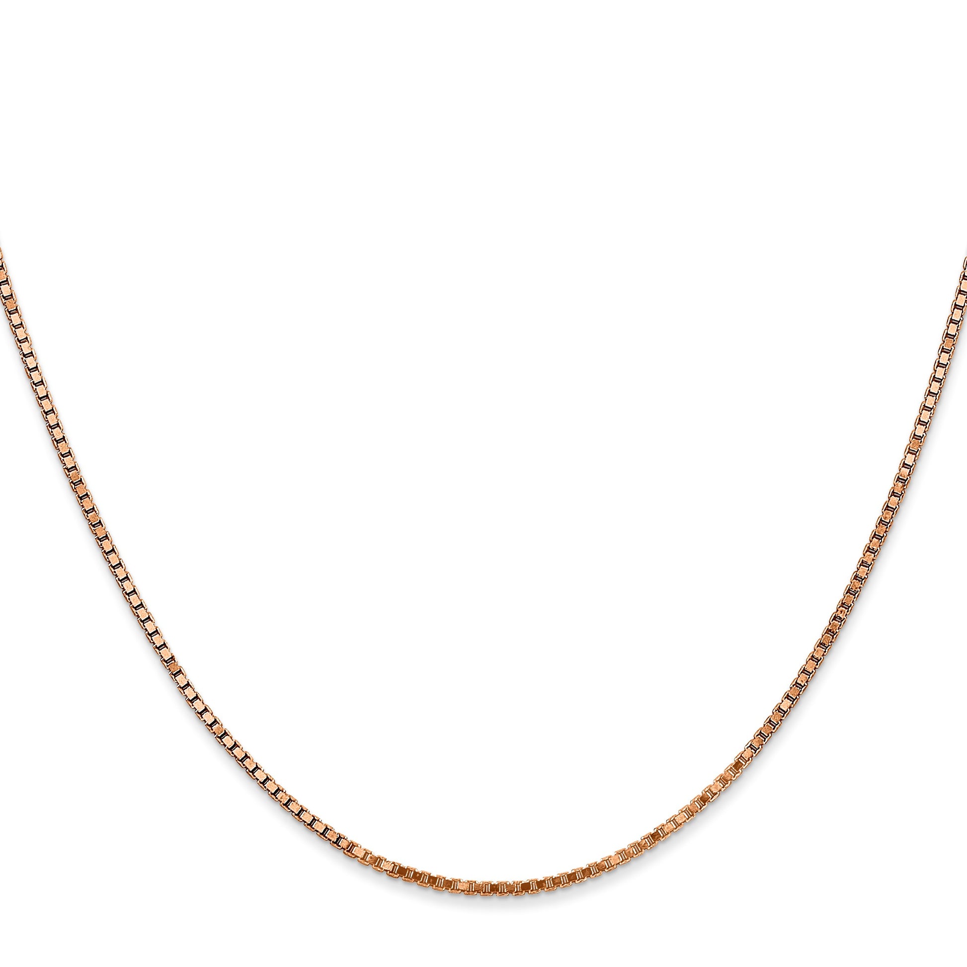 14K Rose Gold 18 inch 1.3mm Box Link with Lobster Clasp Chain