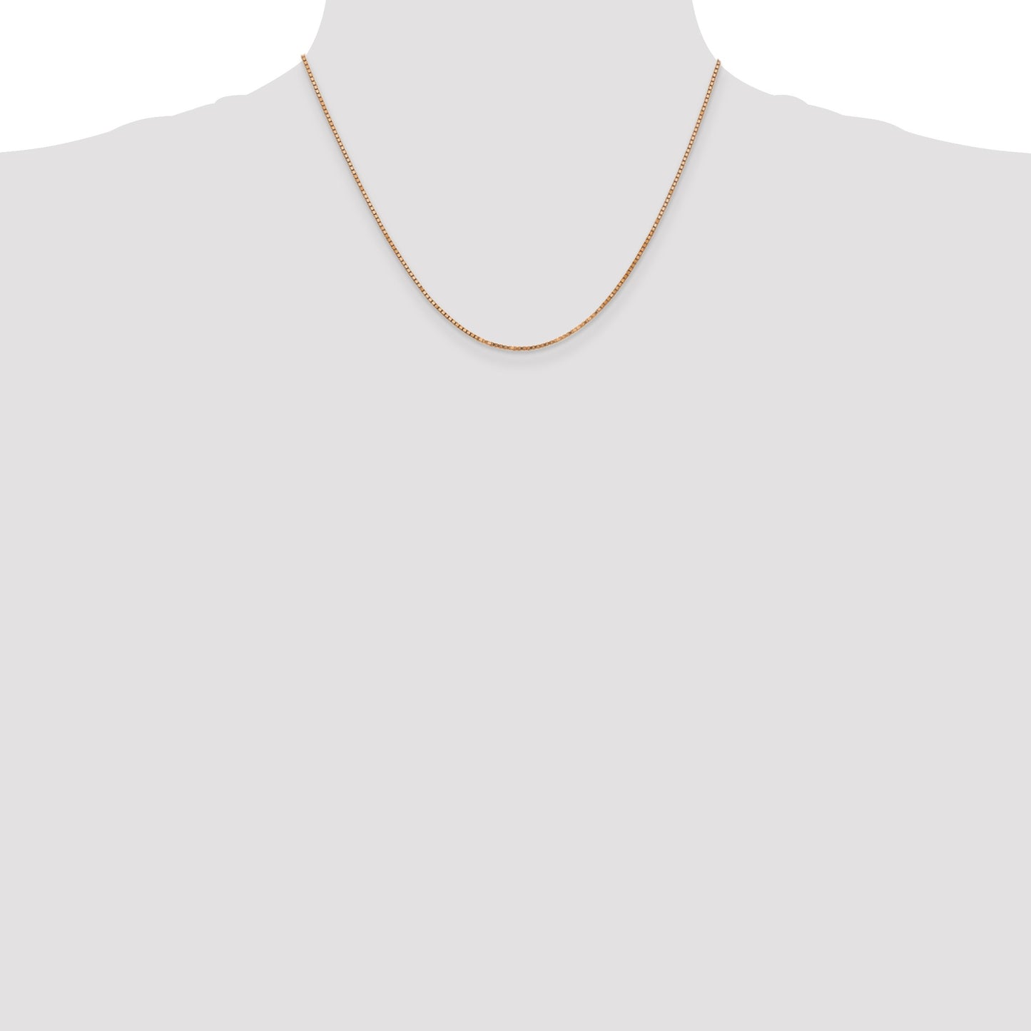 14K Rose Gold 18 inch 1.3mm Box Link with Lobster Clasp Chain