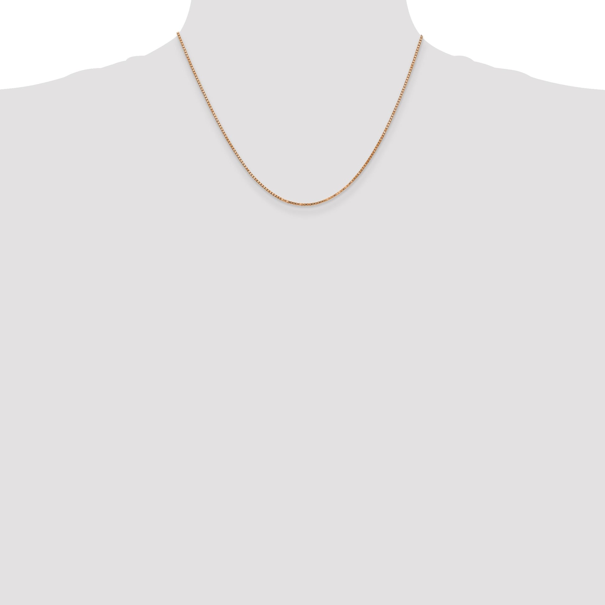 14K Rose Gold 18 inch 1.3mm Box Link with Lobster Clasp Chain