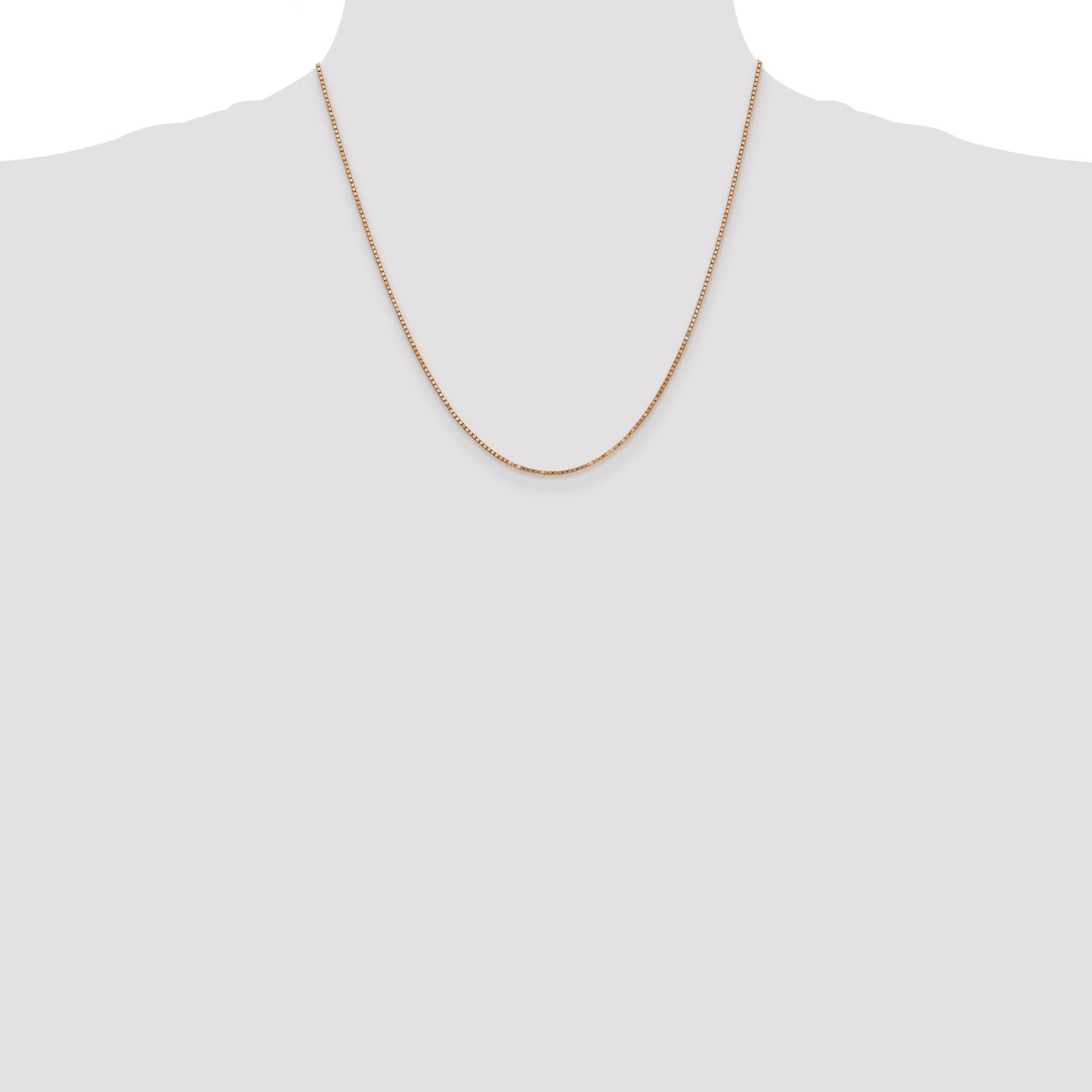 14K Rose Gold 20 inch 1.3mm Box Link with Lobster Clasp Chain