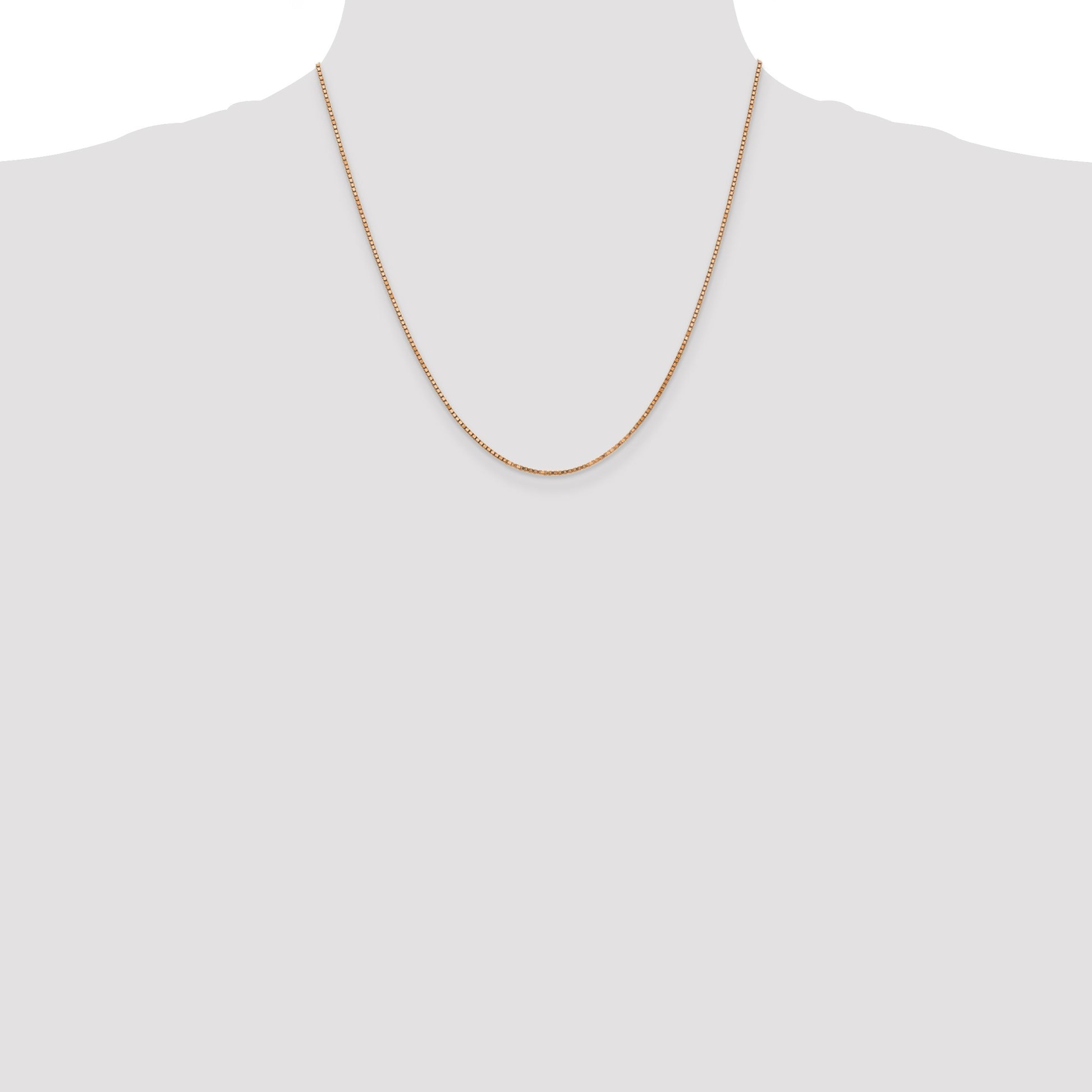 14K Rose Gold 20 inch 1.3mm Box Link with Lobster Clasp Chain