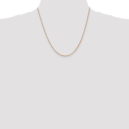 14K Rose Gold 20 inch 1.3mm Box Link with Lobster Clasp Chain