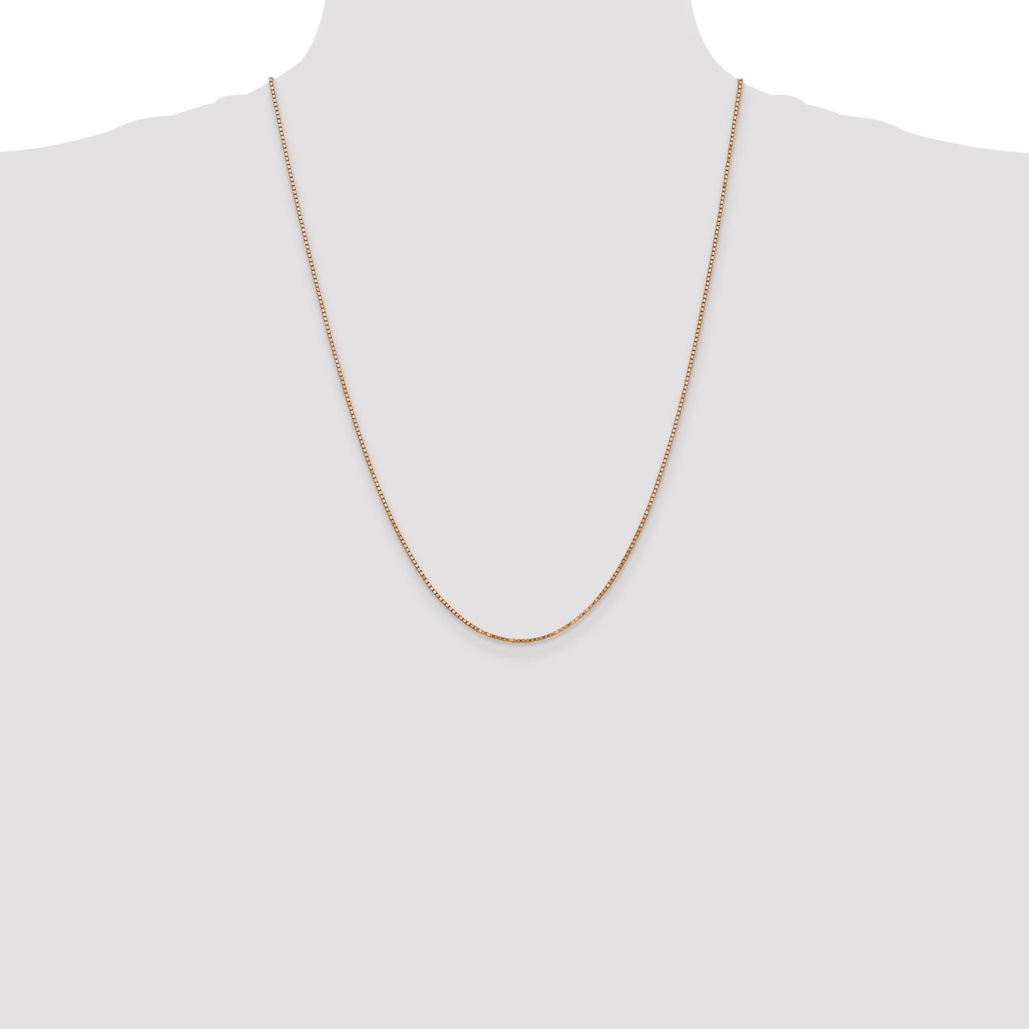 14K Rose Gold 24 inch 1.3mm Box Link with Lobster Clasp Chain