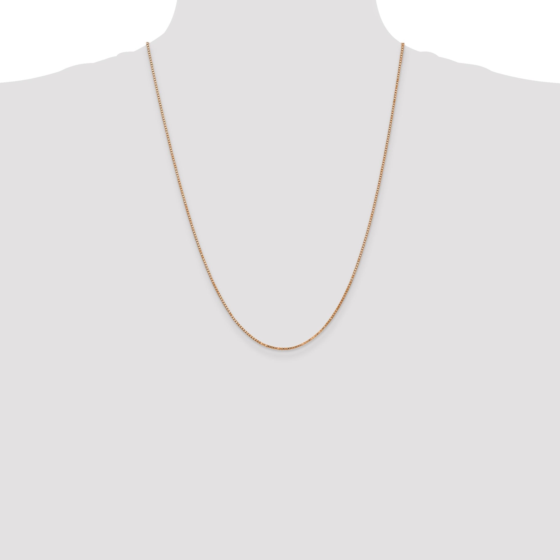 14K Rose Gold 24 inch 1.3mm Box Link with Lobster Clasp Chain