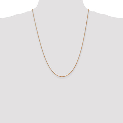 14K Rose Gold 24 inch 1.3mm Box Link with Lobster Clasp Chain