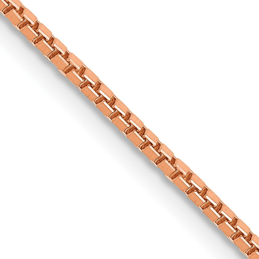 14K Rose Gold 16 inch 1.3mm Box Link with Lobster Clasp Chain