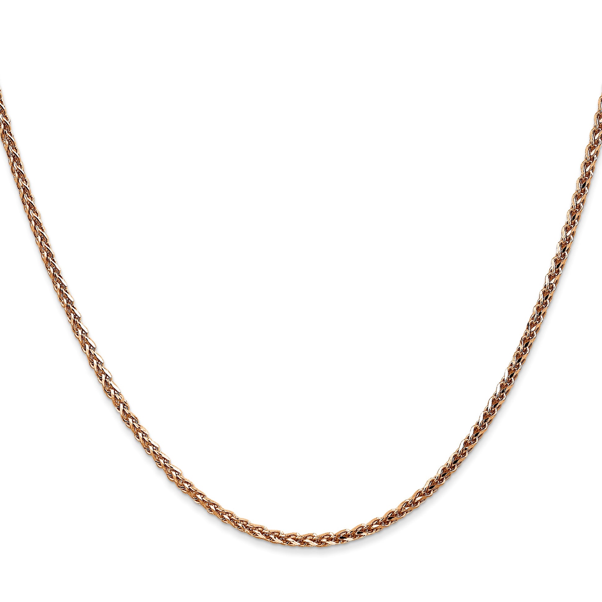 14K Rose Gold 22 inch 2.1mm Diamond-cut Spiga with Lobster Clasp Chain