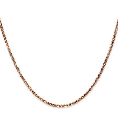 14K Rose Gold 20 inch 2.1mm Diamond-cut Spiga with Lobster Clasp Chain