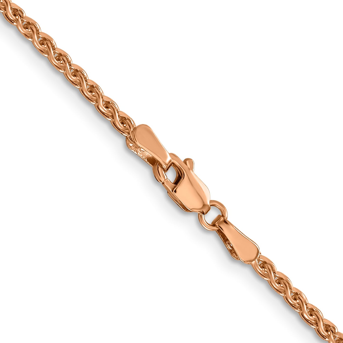 14K Rose Gold 22 inch 2.1mm Diamond-cut Spiga with Lobster Clasp Chain