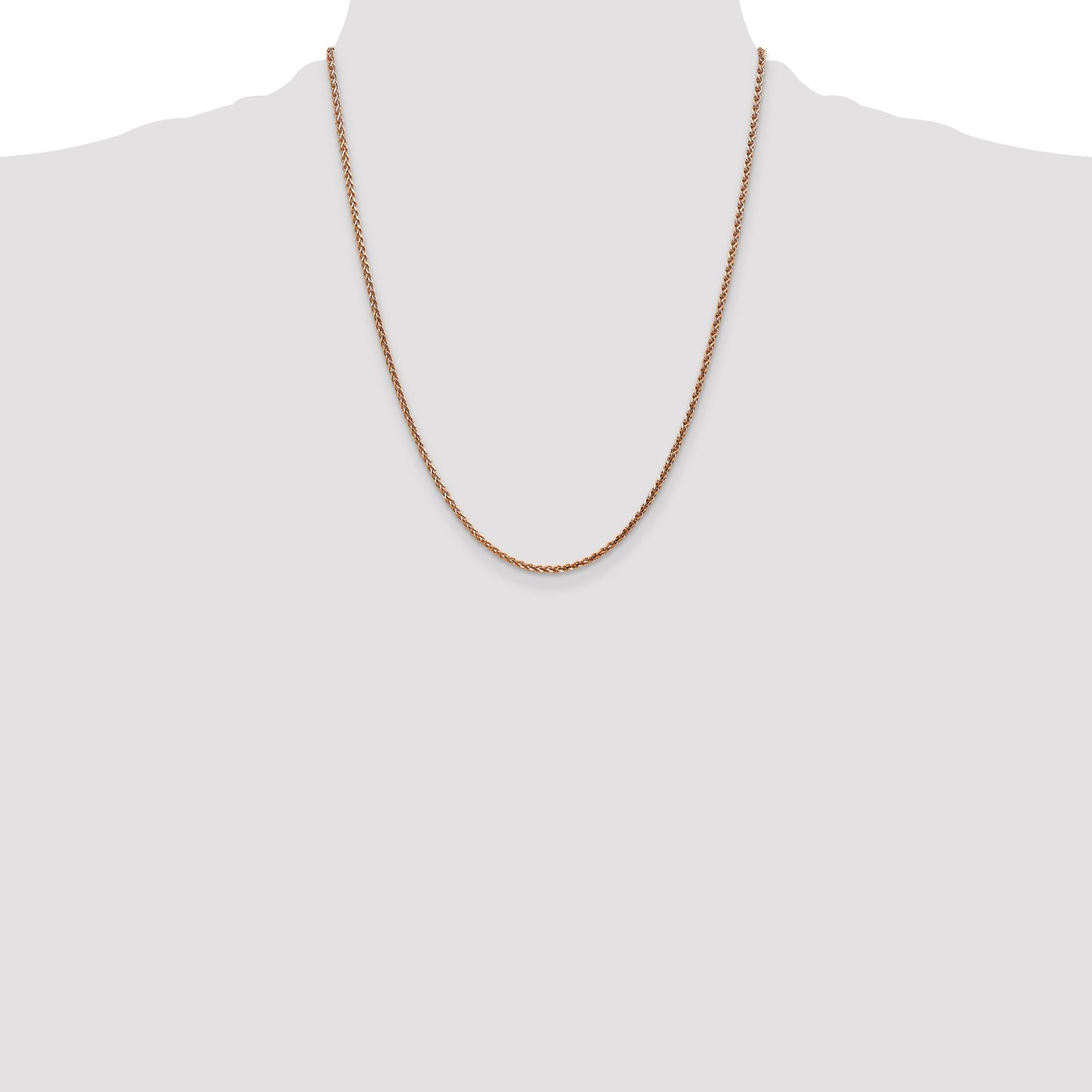 14K Rose Gold 22 inch 2.1mm Diamond-cut Spiga with Lobster Clasp Chain