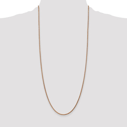14K Rose Gold 30 inch 2.1mm Diamond-cut Spiga with Lobster Clasp Chain