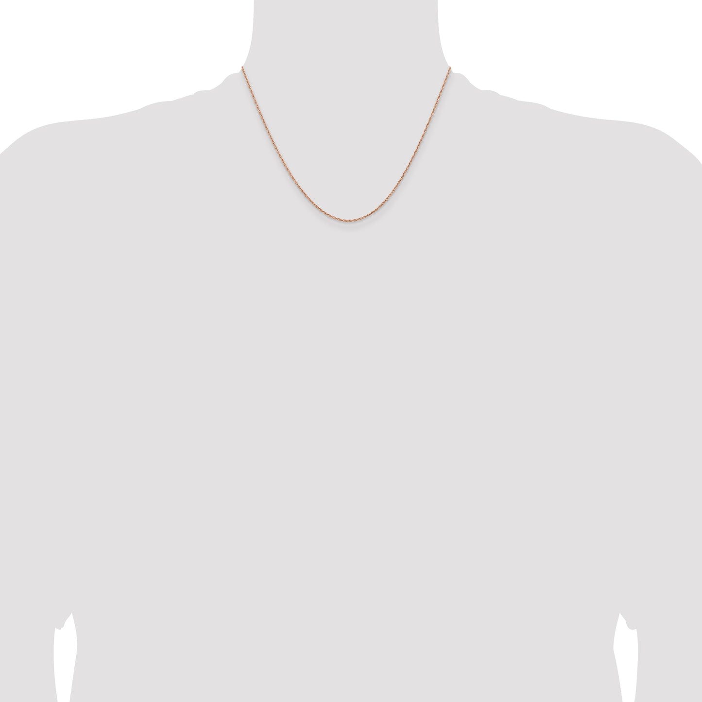 14K Rose Gold 18 inch 1.15mm Baby Rope with Spring Ring Clasp Chain