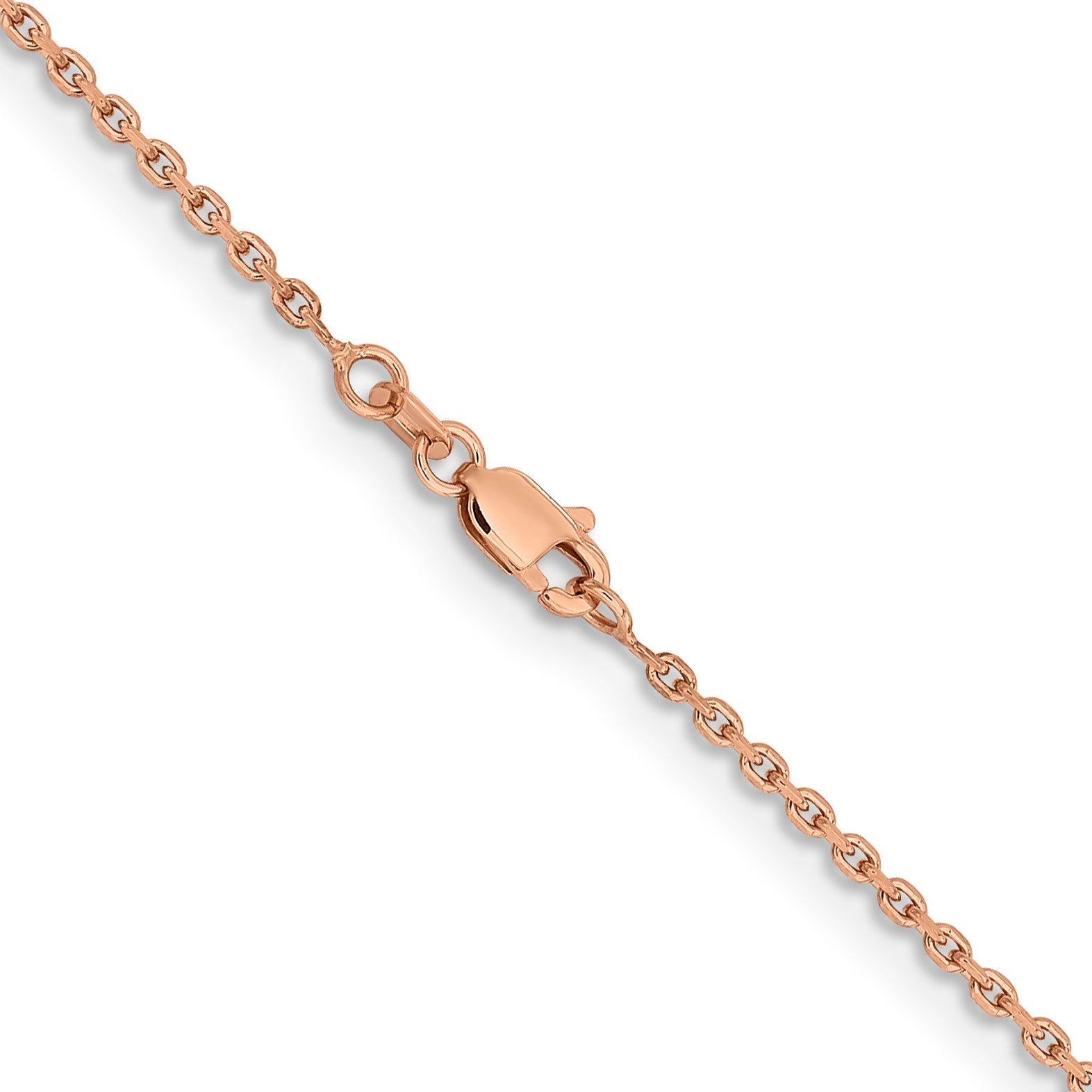 14K Rose Gold 18 inch 1.8mm Diamond-cut Cable with Lobster Clasp Chain